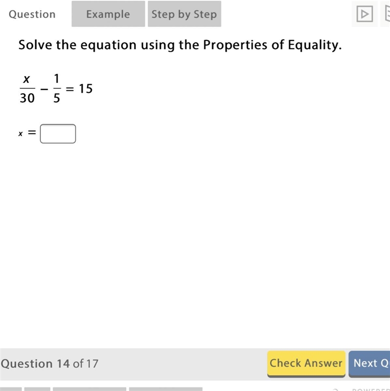 Solve the equation using the Properties of equality-example-1