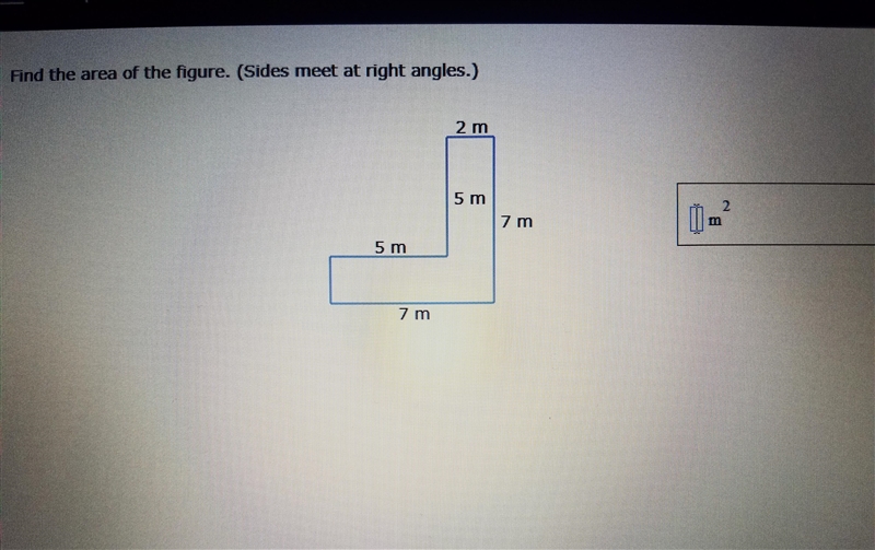 Find the area of the figure.( sides meet at right angles.)picture below-example-1