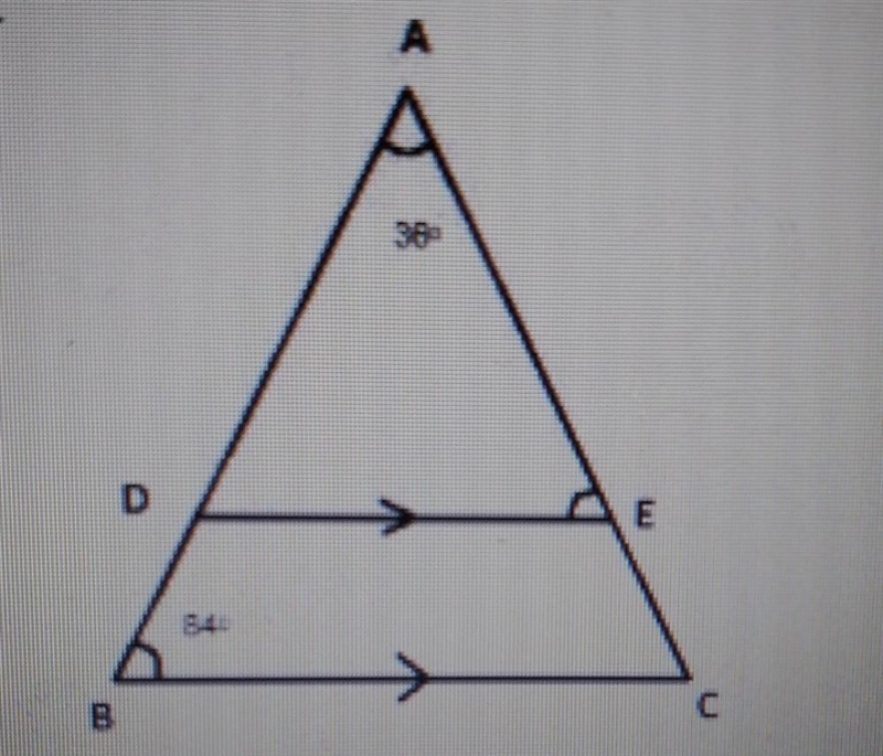 Given: DE || BC. Find the measure of AED in the triangle AED.​-example-1