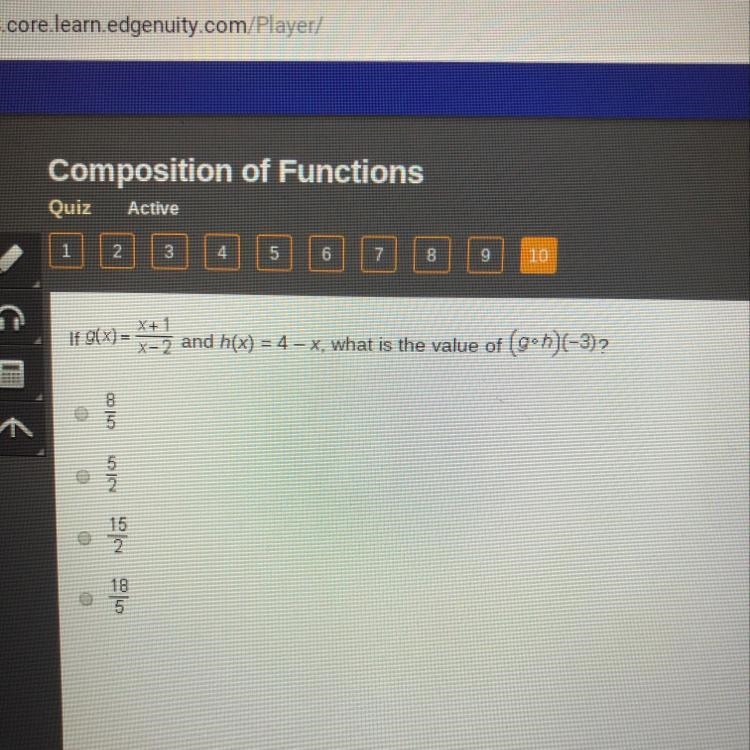 If g (x)= x+1/x-2 and h(x) =4-c, what is the value of (g•h)(-3)?-example-1