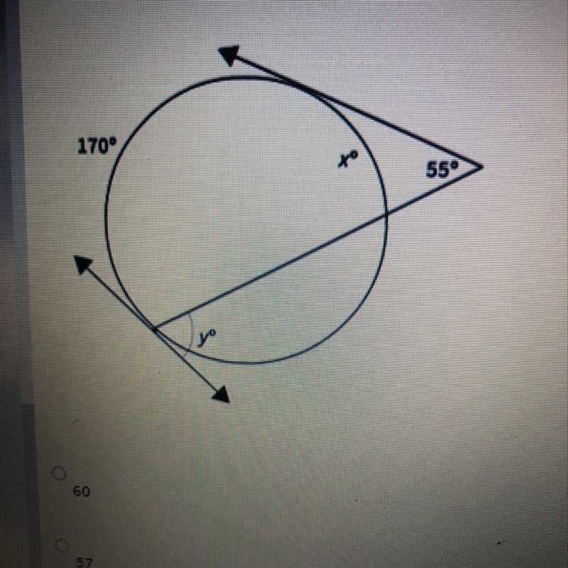 Find the value of x. Answer options: 60, 57, 69, 63-example-1