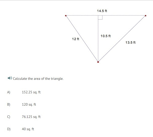 Calculate the area of the triangle.-example-1