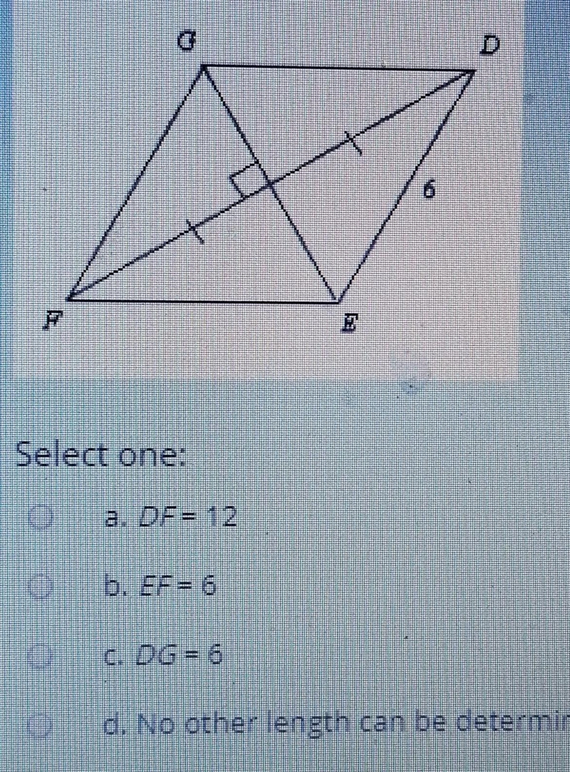 The length of DE is shown. What other length can you determine for this diagram? A-example-1