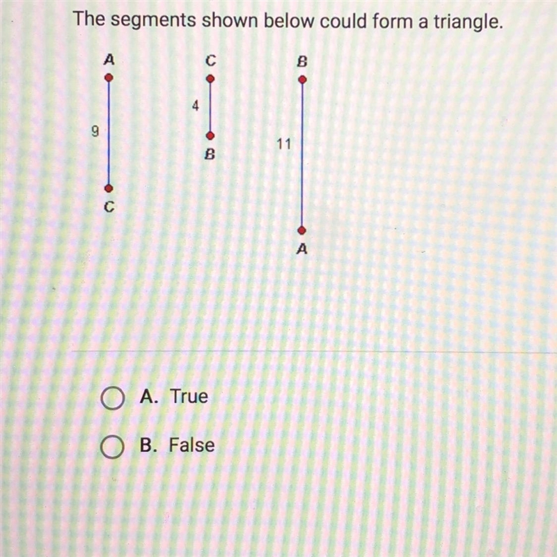 The segments shown below could form a triangle-example-1