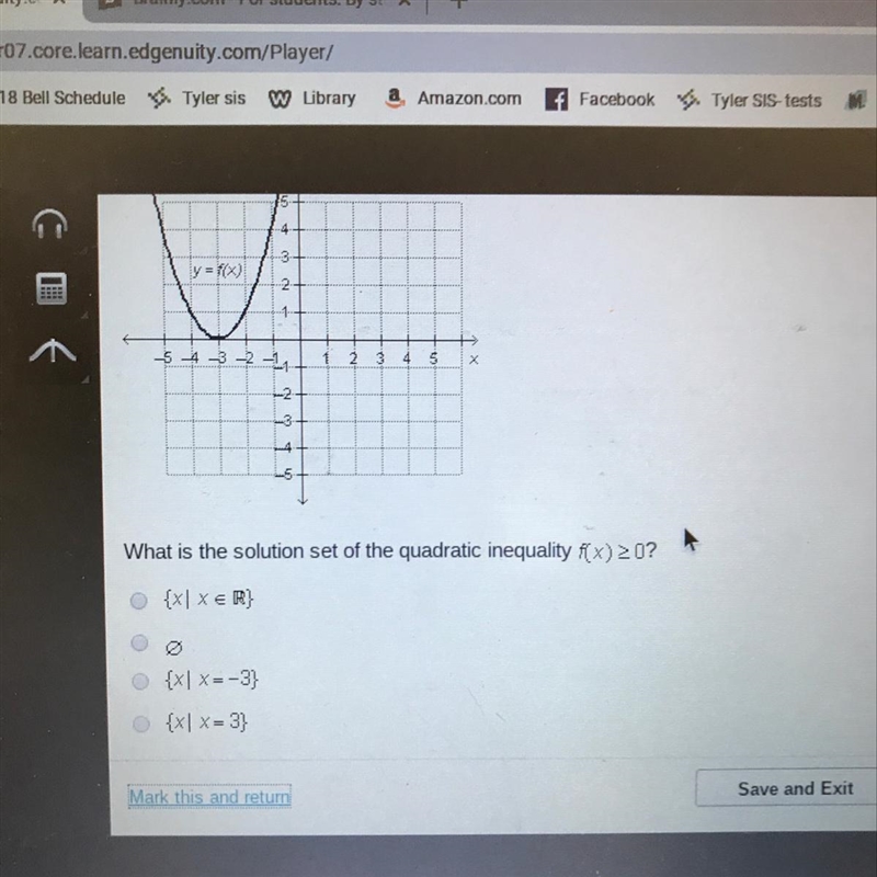 What is the solution set of the quadratic inequality f(x) greater than or equal to-example-1