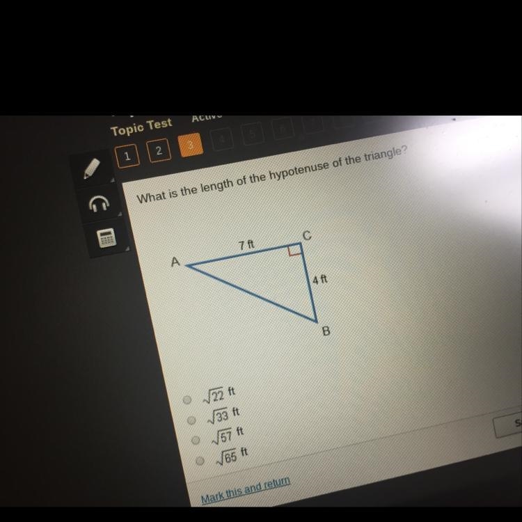 What is the length of the hypotenuse of the triangle-example-1