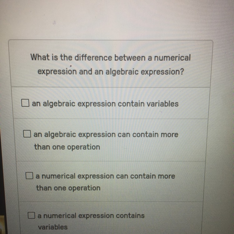 PLEASE HELP ME there’s a photo: What is the difference between a numerical expression-example-1