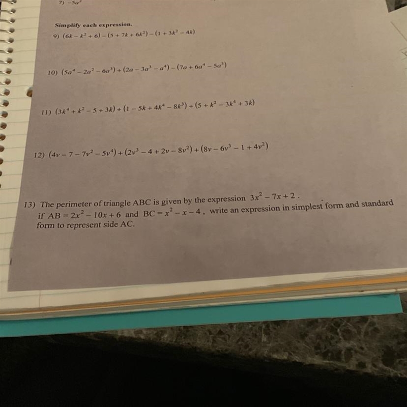 The perimeter of triangle ABC is given by the expression 3x2 - 7x + 2. if AB = 2x-example-1