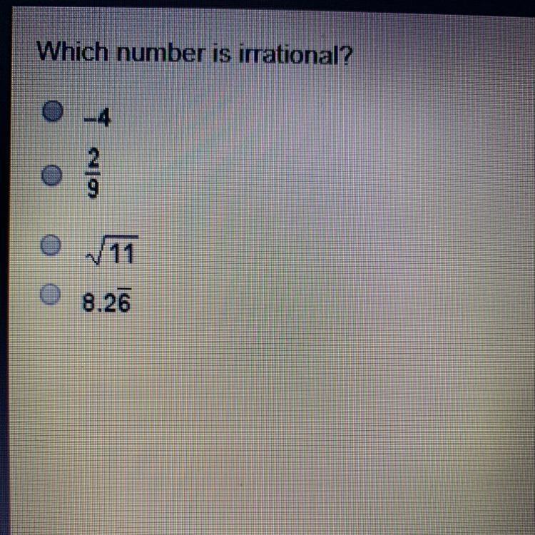 Which number is irrational?-example-1