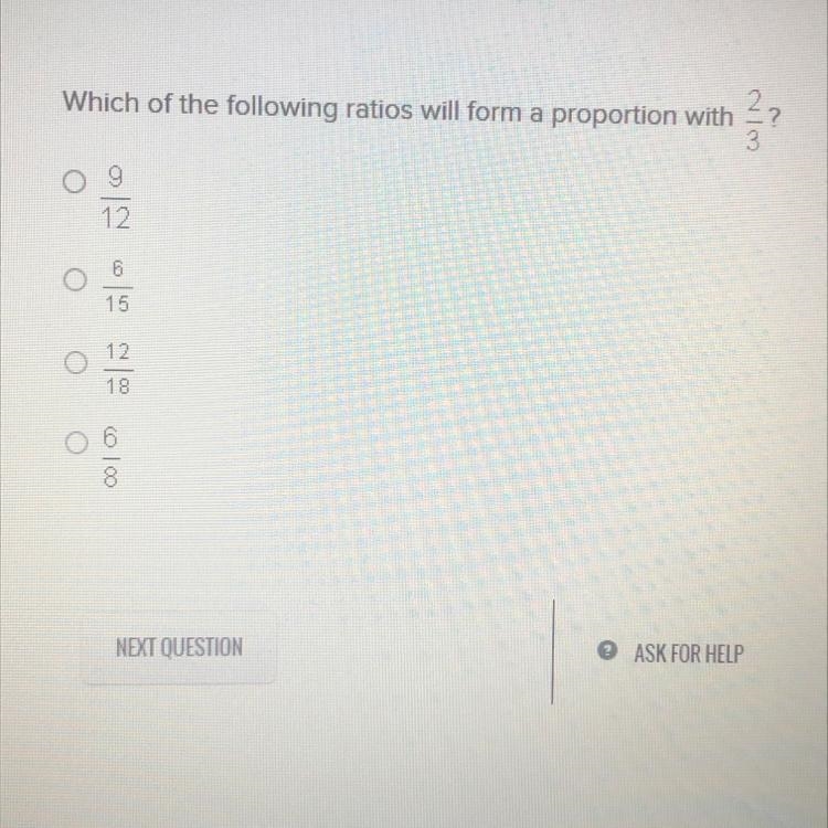 Which of the following ratios will form a proportion with 2 3-example-1