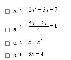 Which of the following are quadratic functions?-example-1