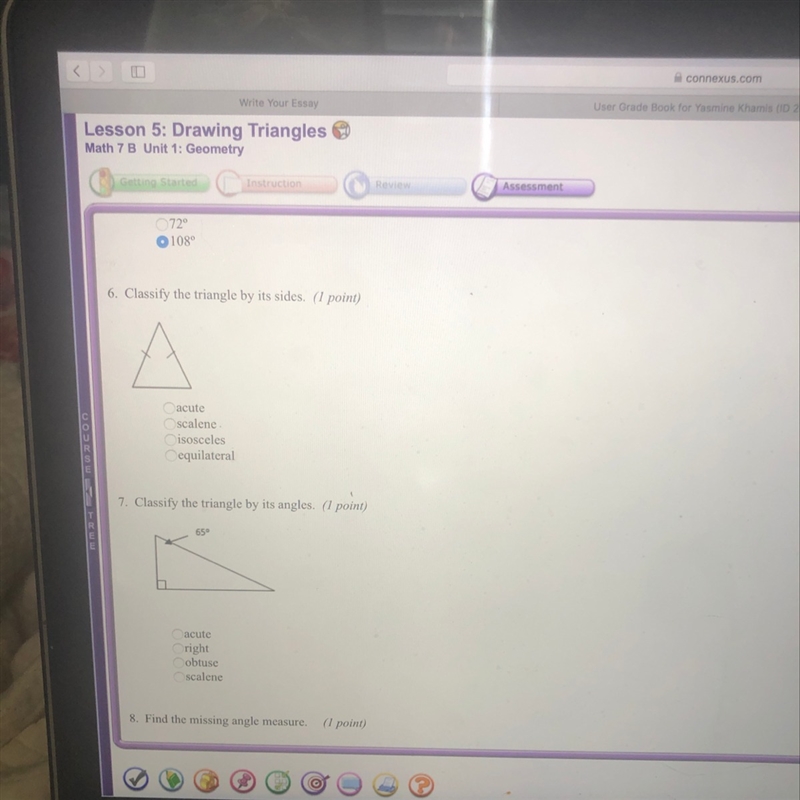 8. Find the missing angle measure. A. 35° B. 40° C. 45° D. 50 ° 9. Which value could-example-1