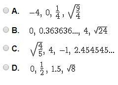 Which list contains only rational numbers?-example-1