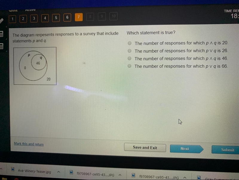 The diagram rerpesents responses to a survey that include statements p and q . Which-example-1