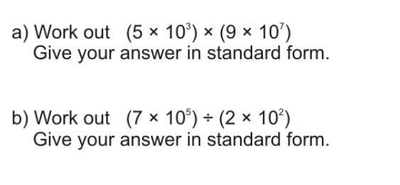 Please can you give me the answers to the questions above in standard form.​-example-1