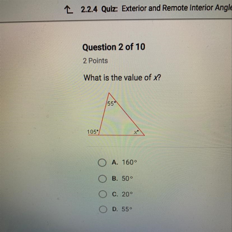 What is the value of X for this triangle?-example-1