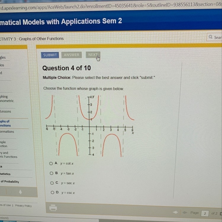 Choose the function whose graph is given below.-example-1