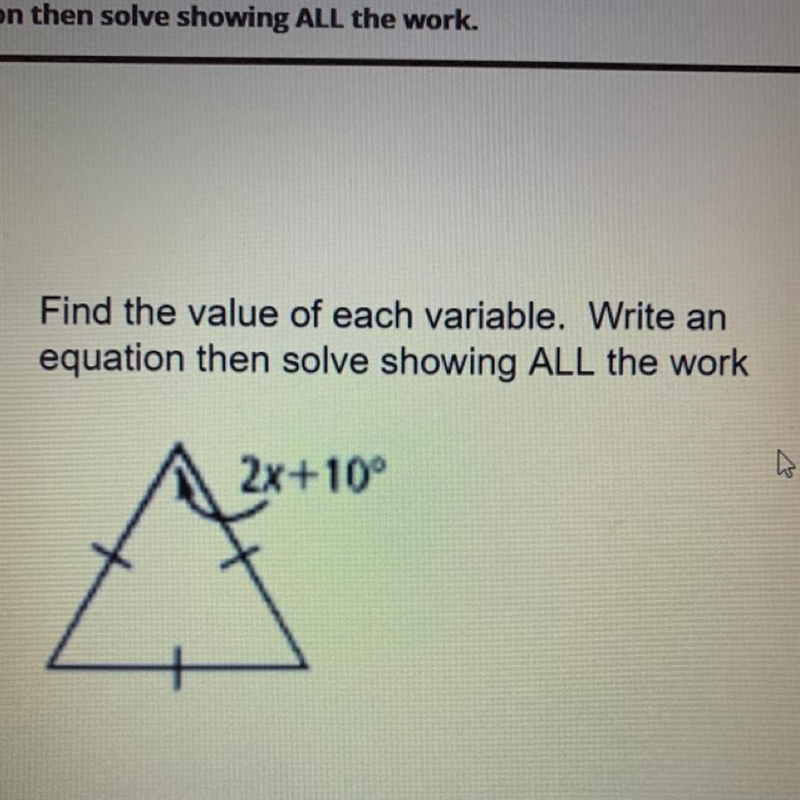 Find the value of each variable. Write an equation then solve showing ALL the work-example-1