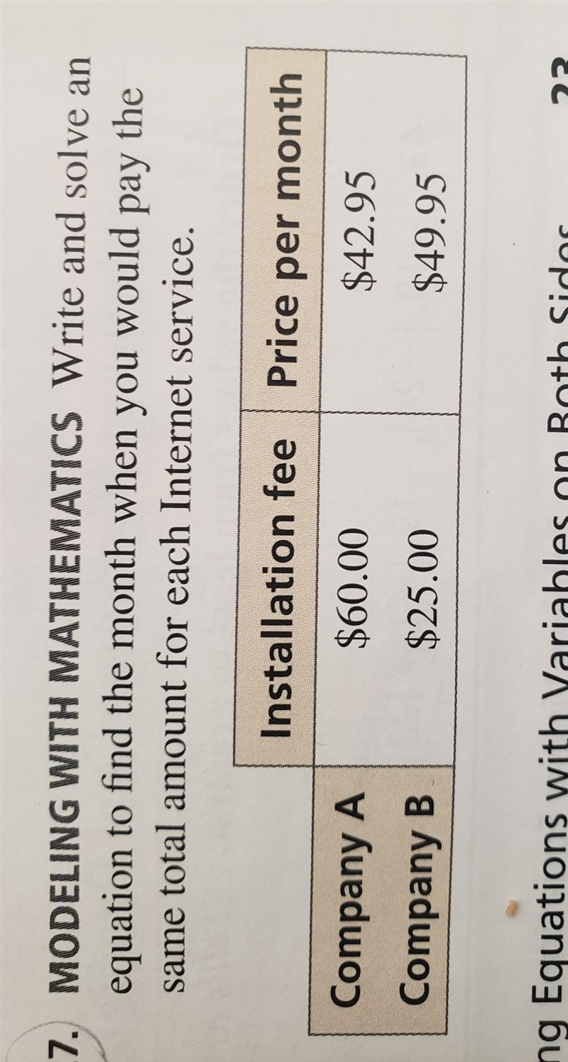 Write and solve an equation to find the month when you would pay the same total amount-example-1