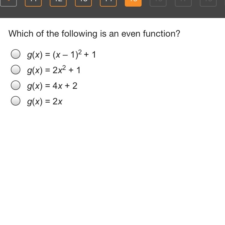 Which graph represents an even function-example-1