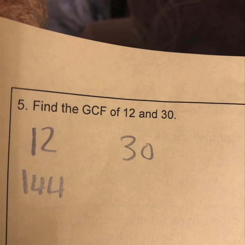 What is the GCF of 12 and 30?-example-1