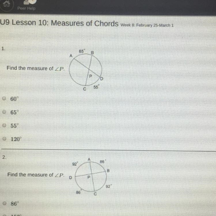 Can someone please help me!!! 2. A.86 B.152 C.43 D.92-example-1