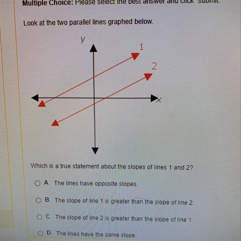 Which is a true statement about the slopes of lines 1 and 2?-example-1