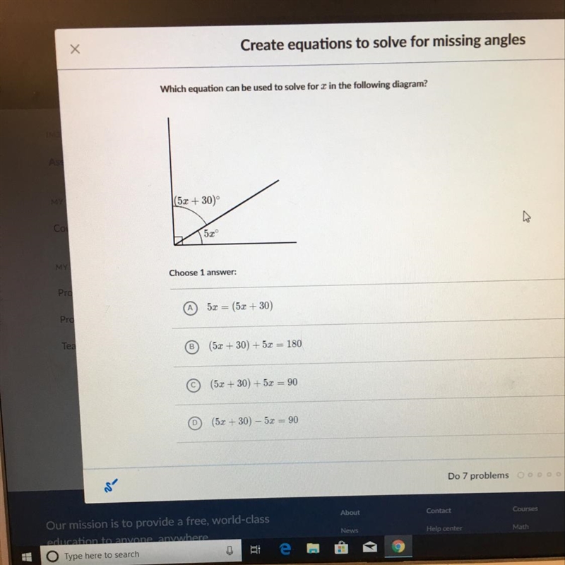 Solve for x in the following diagram?-example-1