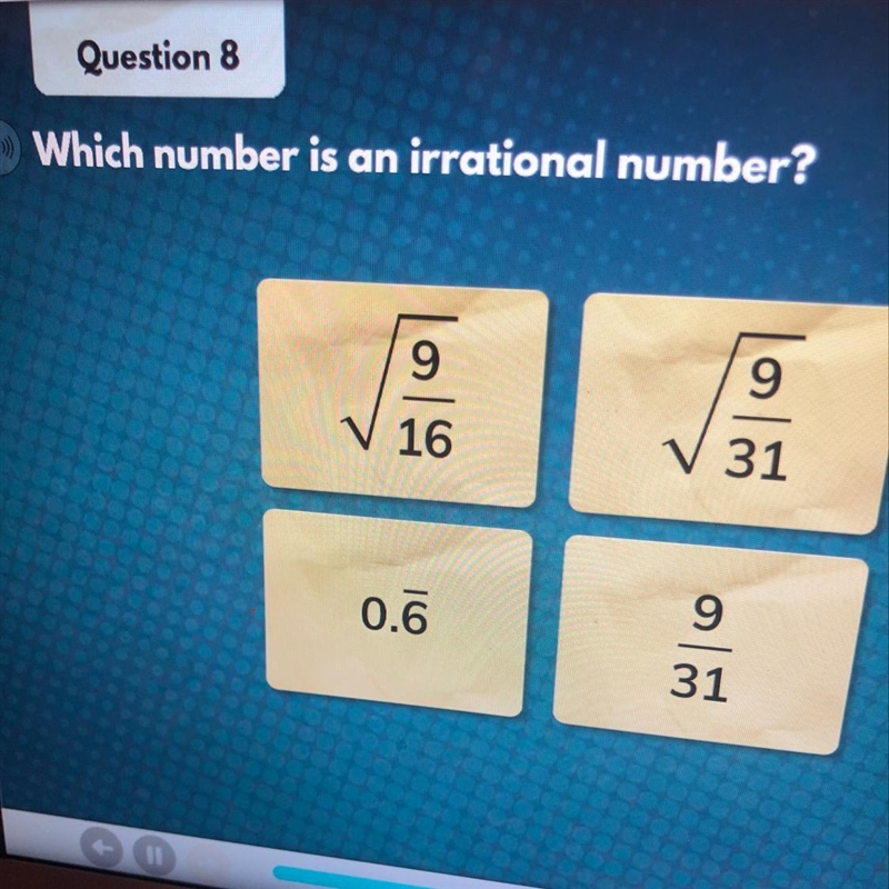 Which number is an irrational number-example-1