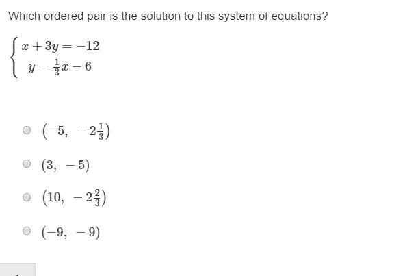 Which ordered pair is the solution to this system of equations?-example-1