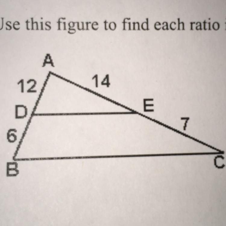 Use the figure to find each ratio in simplest form. AD/DB 2:1 1:2 2:3-example-1