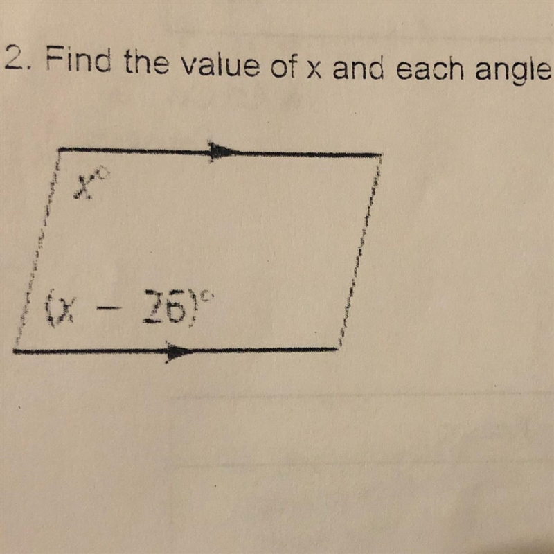 2. Find the value of x and each angle.-example-1