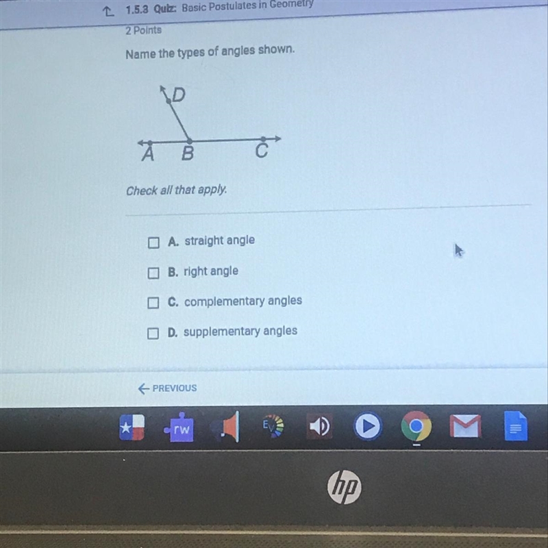 Name the types of angles shown-example-1