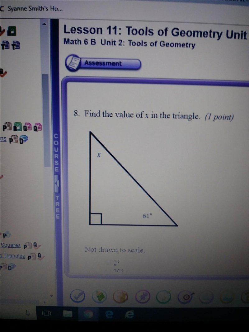 Help asap Find the value of x in the triangle A.2 B.29 C.63 D.299 ​-example-1