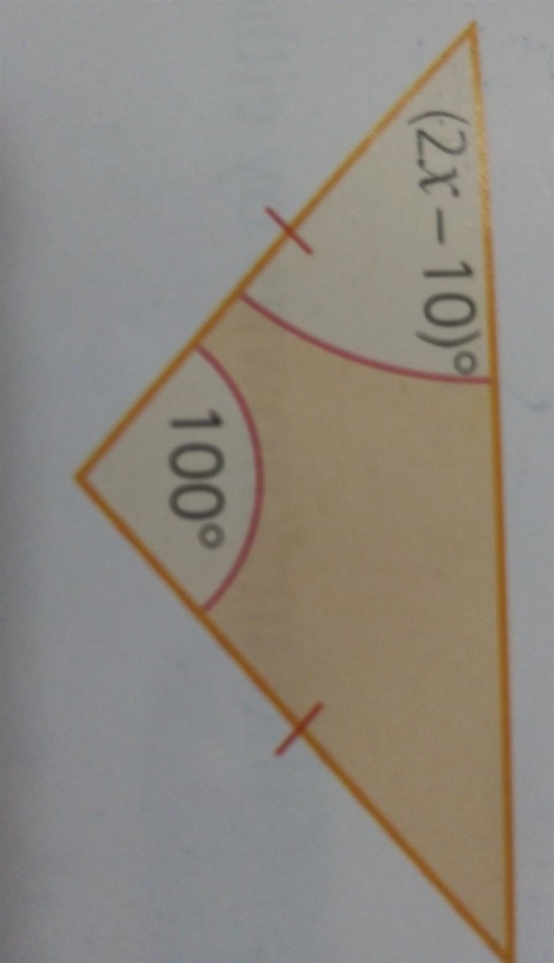 By constructing an equation and solving it, find the value of x in each of this isosceles-example-1