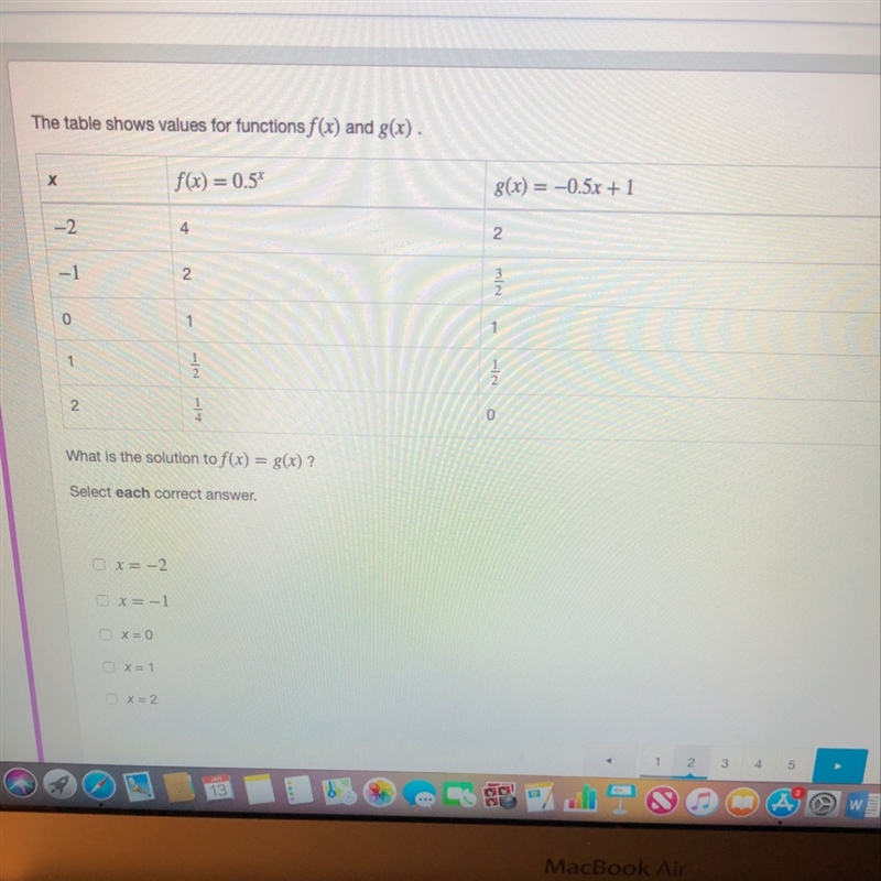 !!PLEASE ANSWER ASAP!! the table shows the values for the functions f(x) and g(x). what-example-1