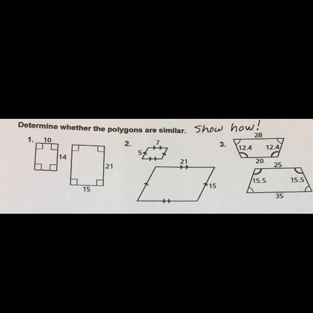 Determine whether the polygons are similar. Show how.-example-1