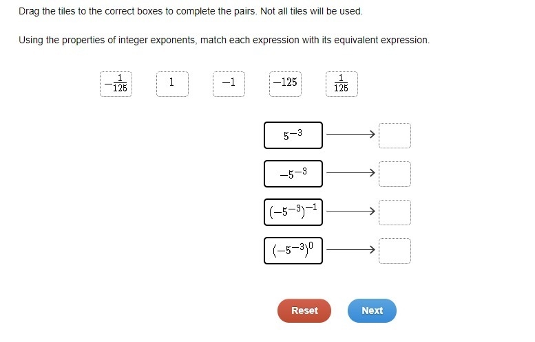 Drag the tiles to the correct boxes to complete the pairs. Not all tiles will be used-example-1