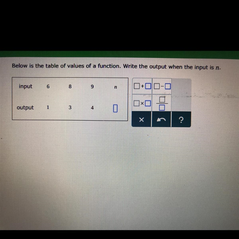 I need to know the output of “n” in a function table :)-example-1