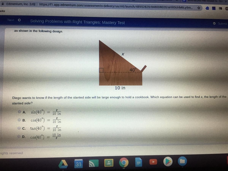 What’s the length of the slanted side-example-1