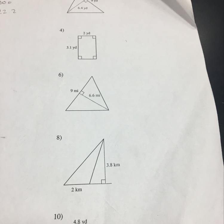 I need the area on all of them-example-1