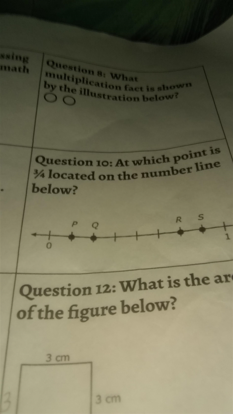 At which point is 3/4 located on the number line below?-example-1