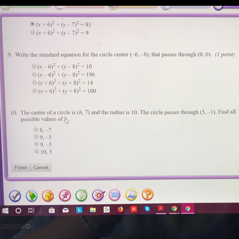 Write the standard equation for the circle center (-6,8) that passes through (0,0)-example-1