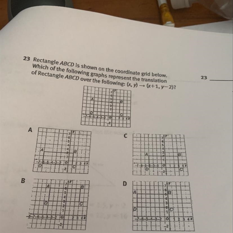 rectangle ABCD is shown on the coordinate grid below. which of the following graphs-example-1