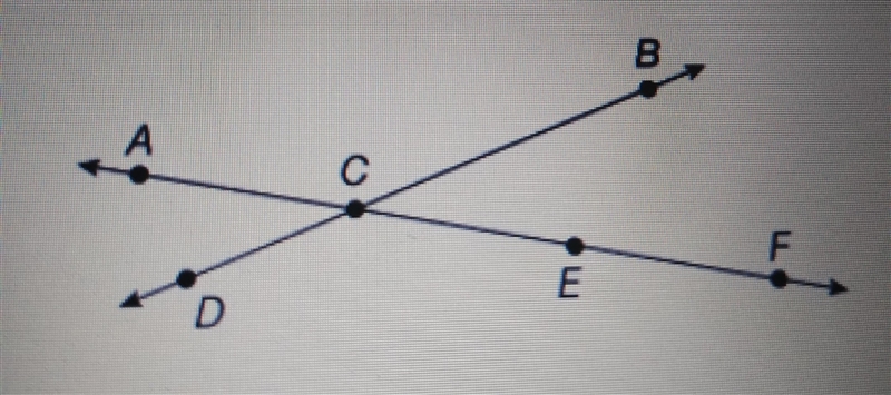 Select all that apply which of the following names a ray in the drawing? CB BF A F-example-1