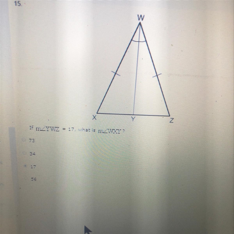 If YWZ=17, what is WMX?-example-1