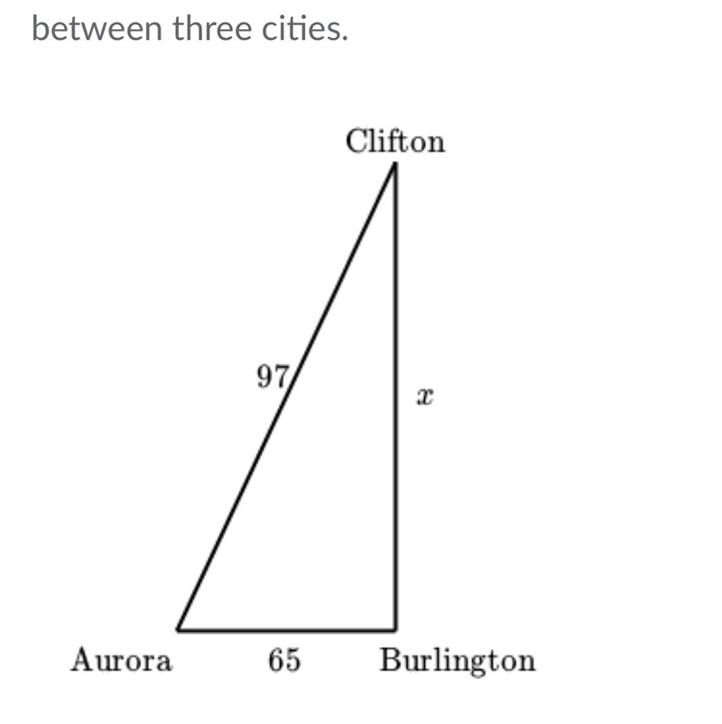 The image shows the distances in miles between three cities. How much closer is it-example-1