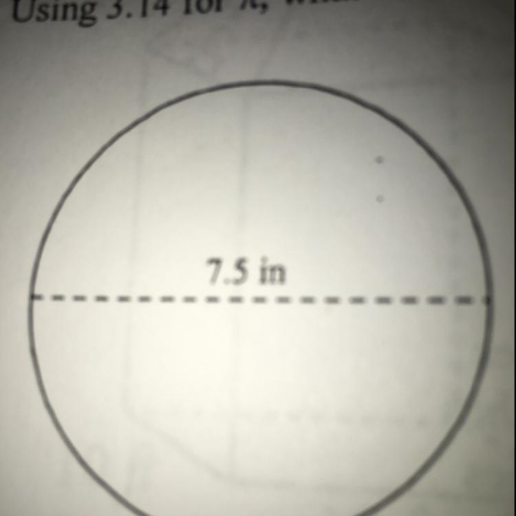 Using 3.14 for pie what is the area of the circle to the nearest tenth of an inch-example-1