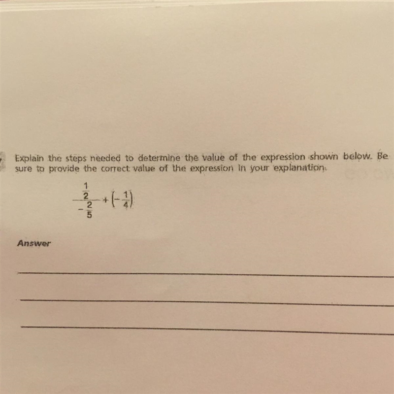 Explain the steps needed to determine the value of the expression shown below. Be-example-1