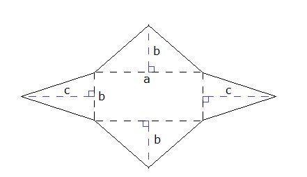 If a = 11 ft, b = 5 ft, and c = 7 ft, what is the surface area of the geometric shape-example-1